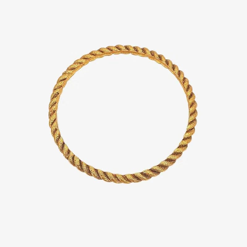 JT094 - CHANEL Rope Metal Gold Tone Bangle Bracelet