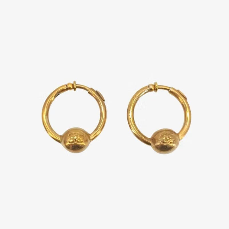 JR728 - Chanel Vintage CC Logo Hoop Plated Earrings