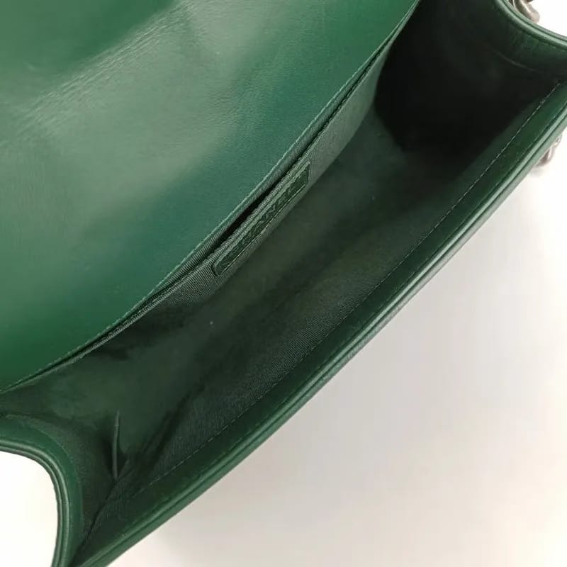 JS558 - CHANEL Boy Green Lambskin Flap Bag