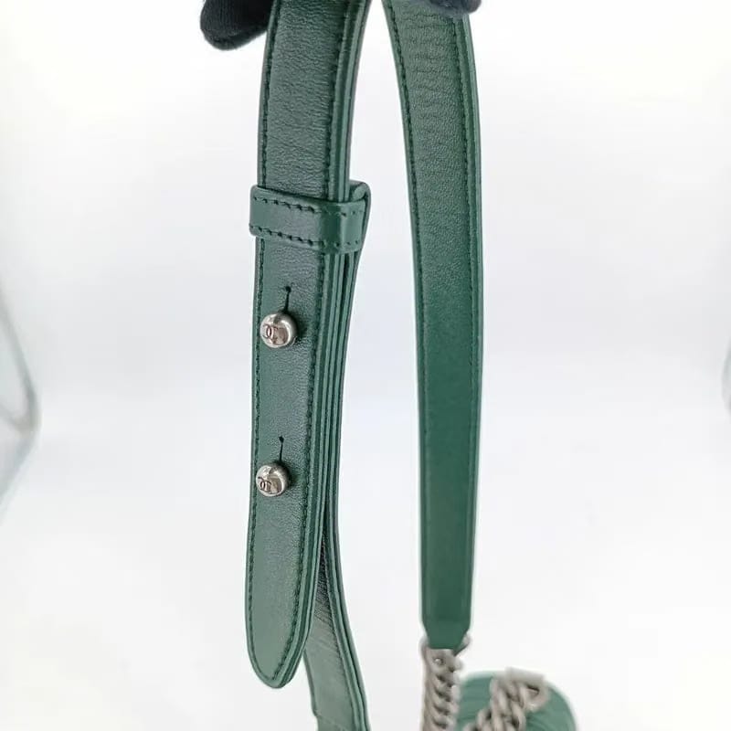 JS558 - CHANEL Boy Green Lambskin Flap Bag