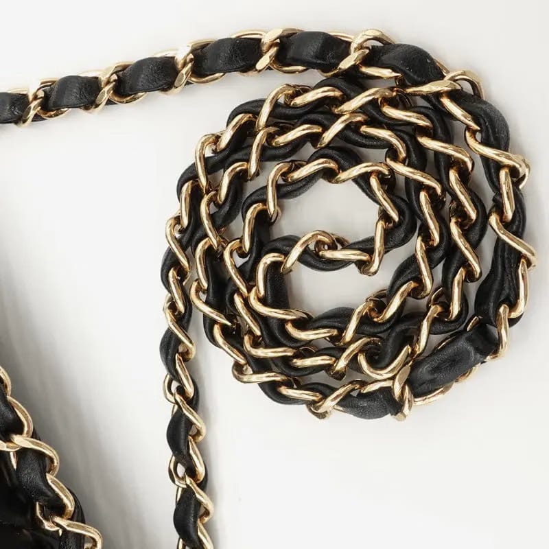 JQ455 - CHANEL Vintage Black Lambskin Shoulder Flap Bag