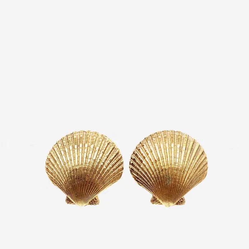 JM634 - YSL Vintage Gold Plated Shell Clip-On Earrings