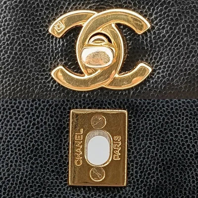 JU303 - CHANEL Vintage Black Caviar Leather Braided Flap Bag