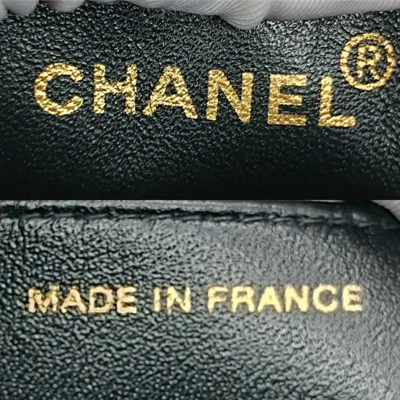 RA556 - CHANEL Vintage Black Lambskin Embroidered Logo Tote Bag