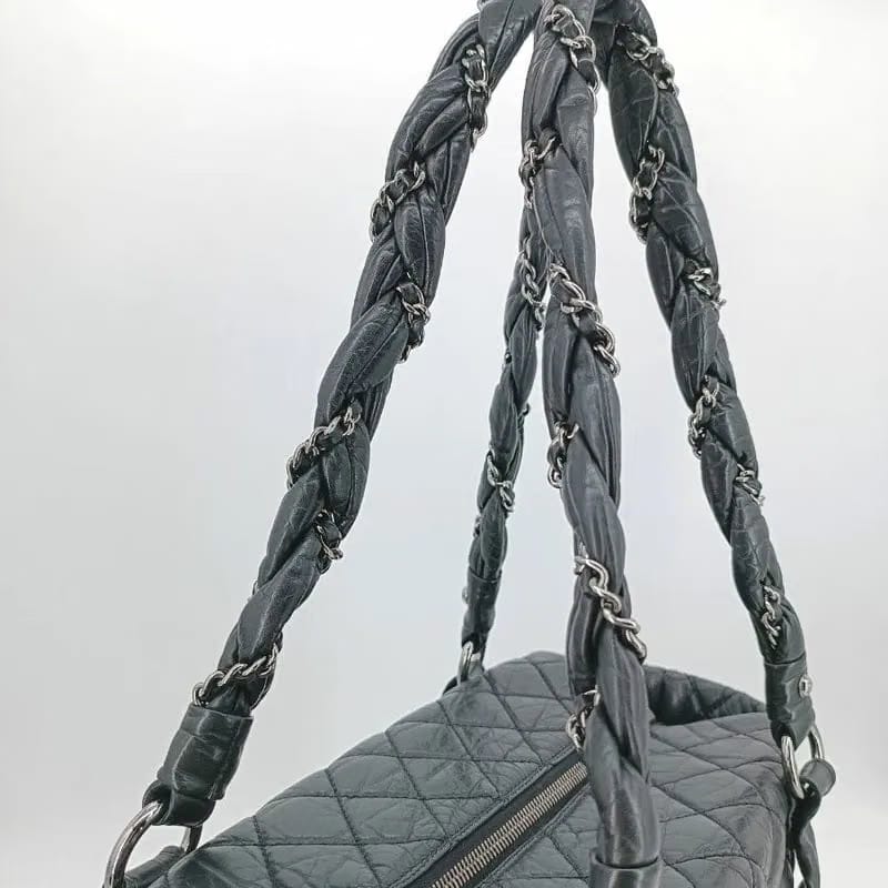 RA660 - CHANEL Vintage Black Calfskin Lady Braid Tote Bag