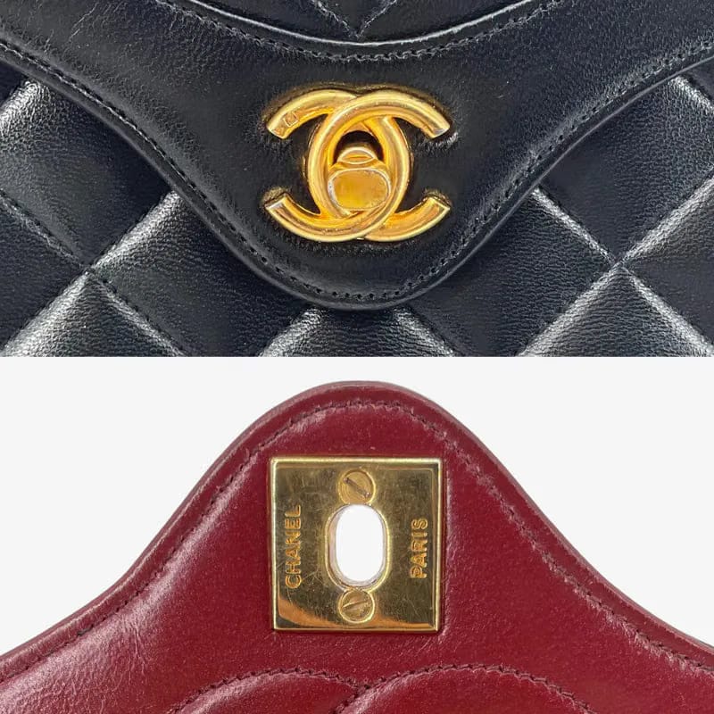 RA652 - CHANEL Vintage Black Lambskin Quilted Flap Bag