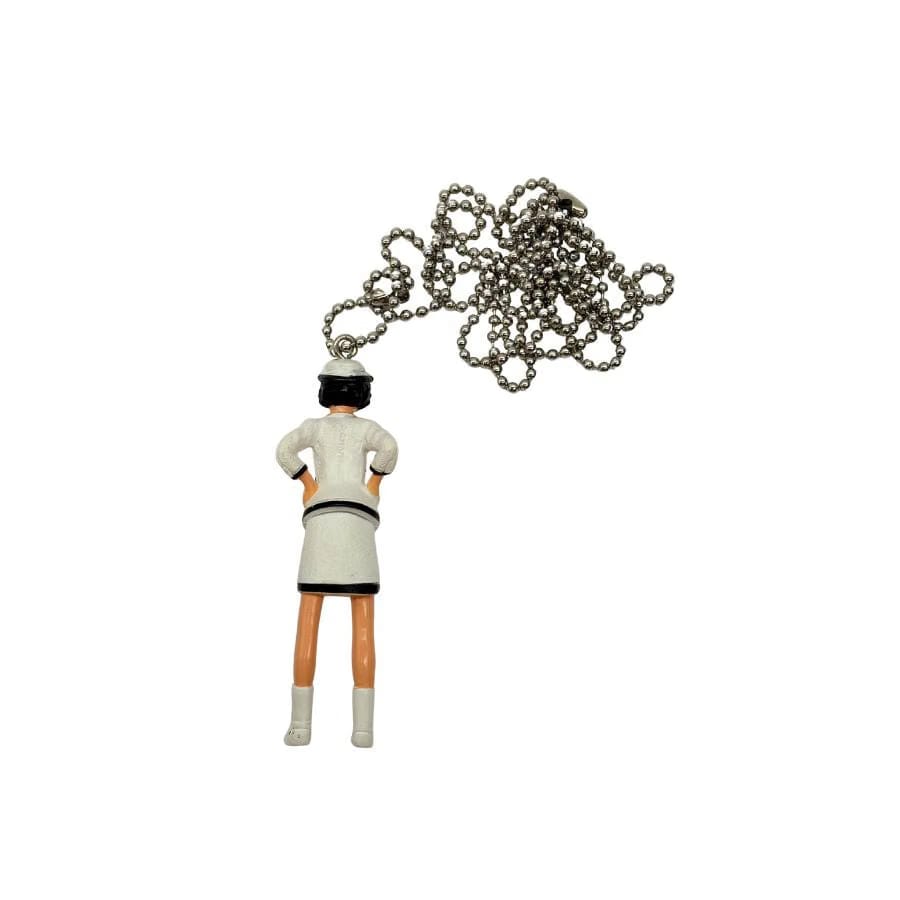 C546 - CHANEL White Resine Miss Coco Doll Pendant Necklace