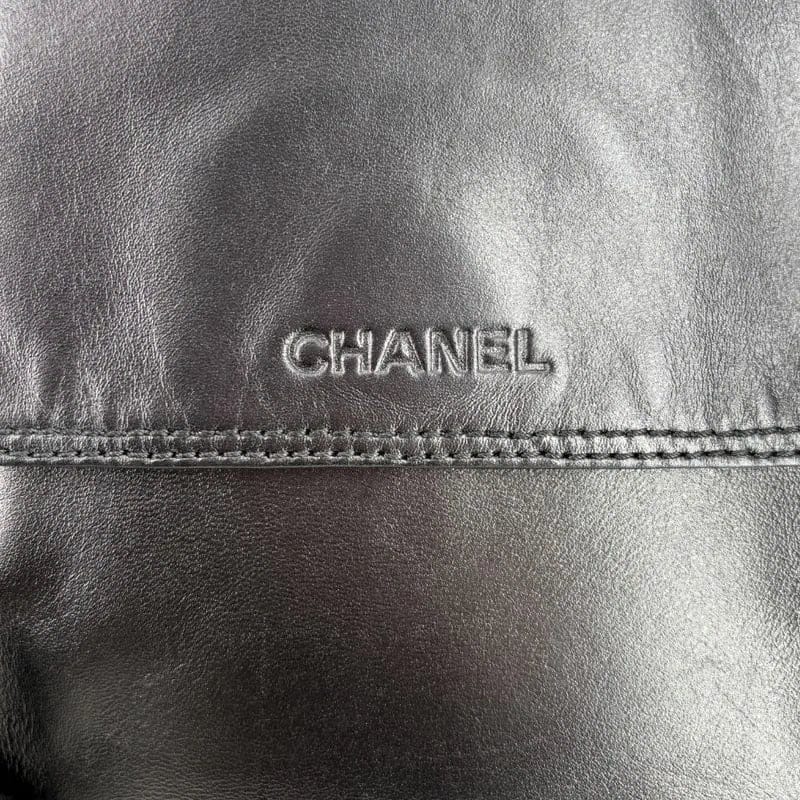 JAH211 - CHANEL Vintage Metallic Gray Lambskin Flap Bag