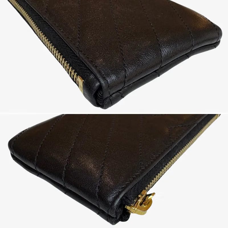 C612 - YSL Black Leather Zipped Coin Purse