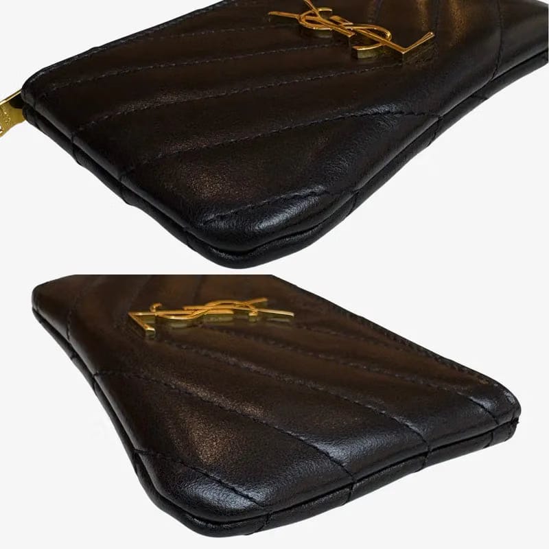 C612 - YSL Black Leather Zipped Coin Purse