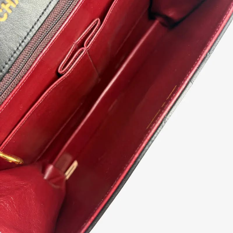 JW396 - CHANEL Vintage Black Lambskin Camellia Flap Bag