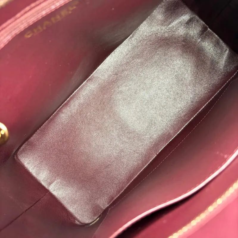 C645 - CHANEL Vintage Burgundy Lambskin 1804 Tote Bag