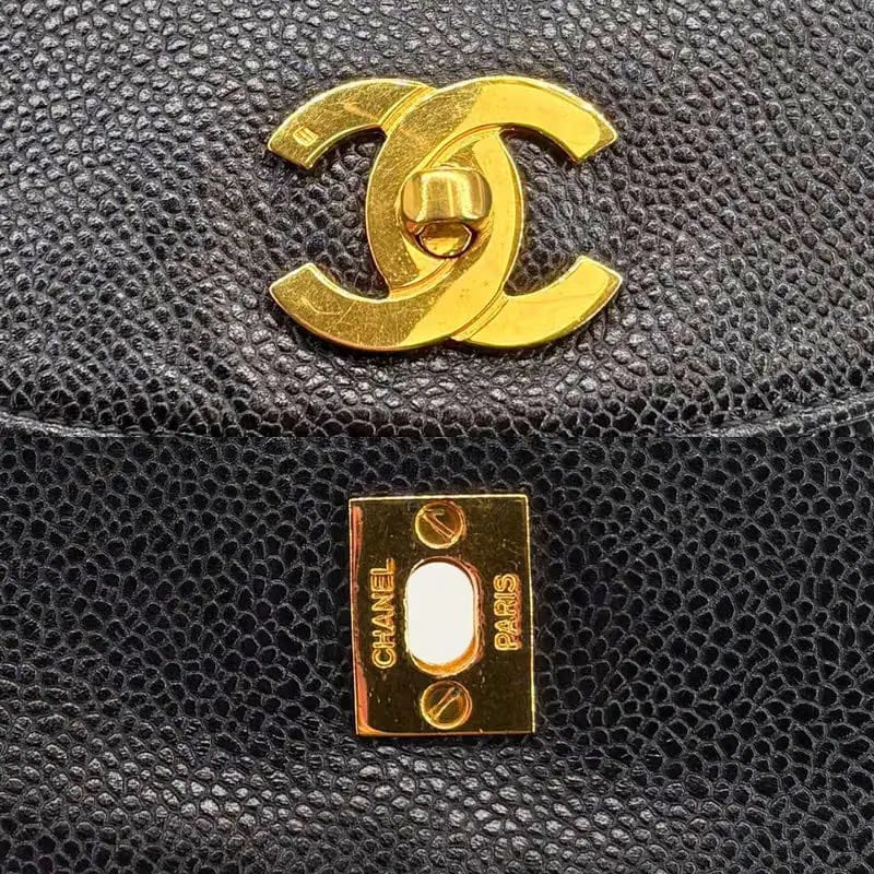 RC861 - CHANEL Vintage Black Caviar Leather Flap Backpack
