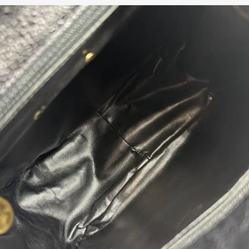 RC861 - CHANEL Vintage Black Caviar Leather Flap Backpack