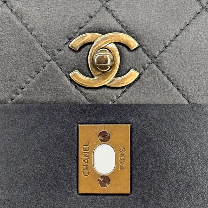 HA029 - CHANEL Vintage Black Calfskin Quilted Handbag