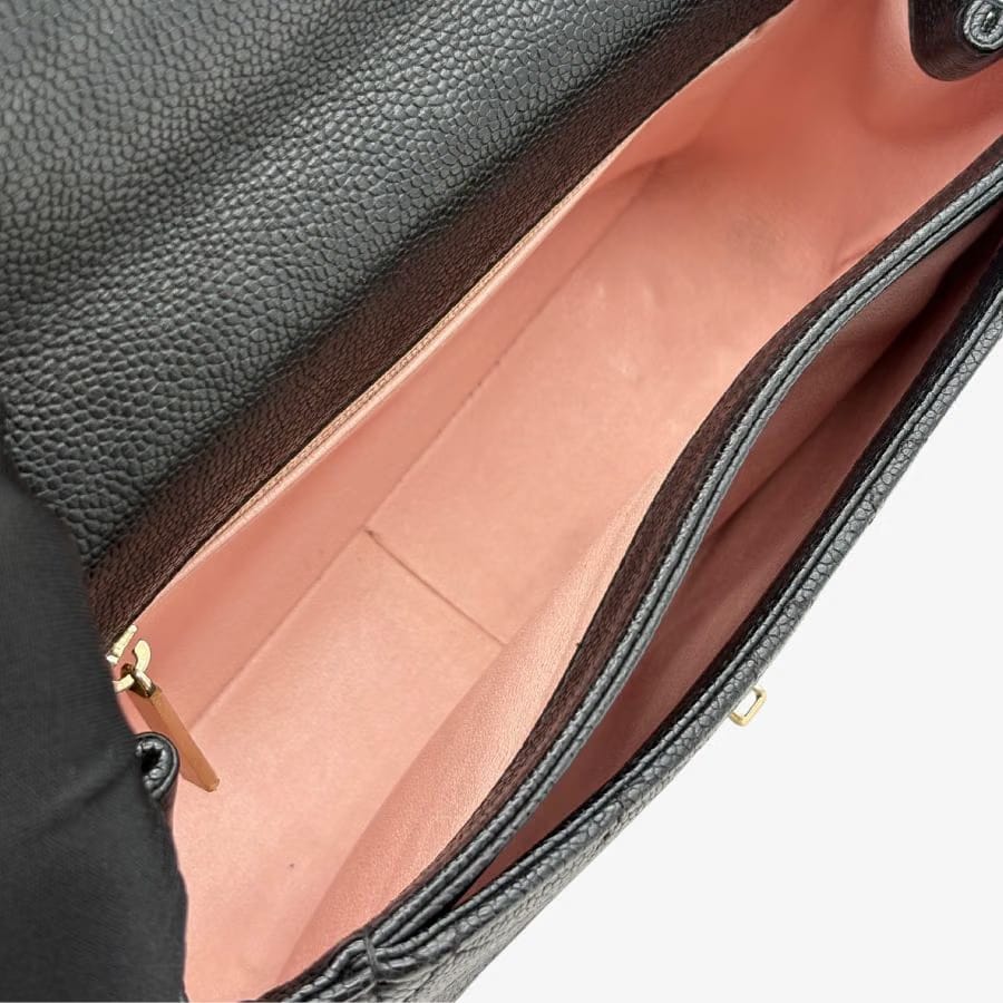 JAH220 - Chanel Vintage Black Caviar Leather Flap Bag