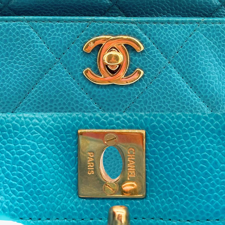 CS049 - CHANEL Vintage Blue Caviar Leather Quilted Camera Bag