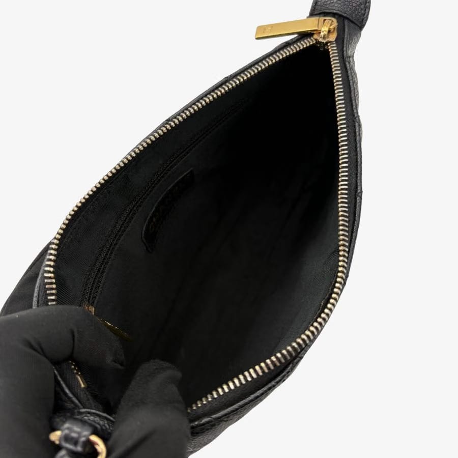 JZ933 - CHANEL Vintage Black Caviar Leather Quilted Handbag