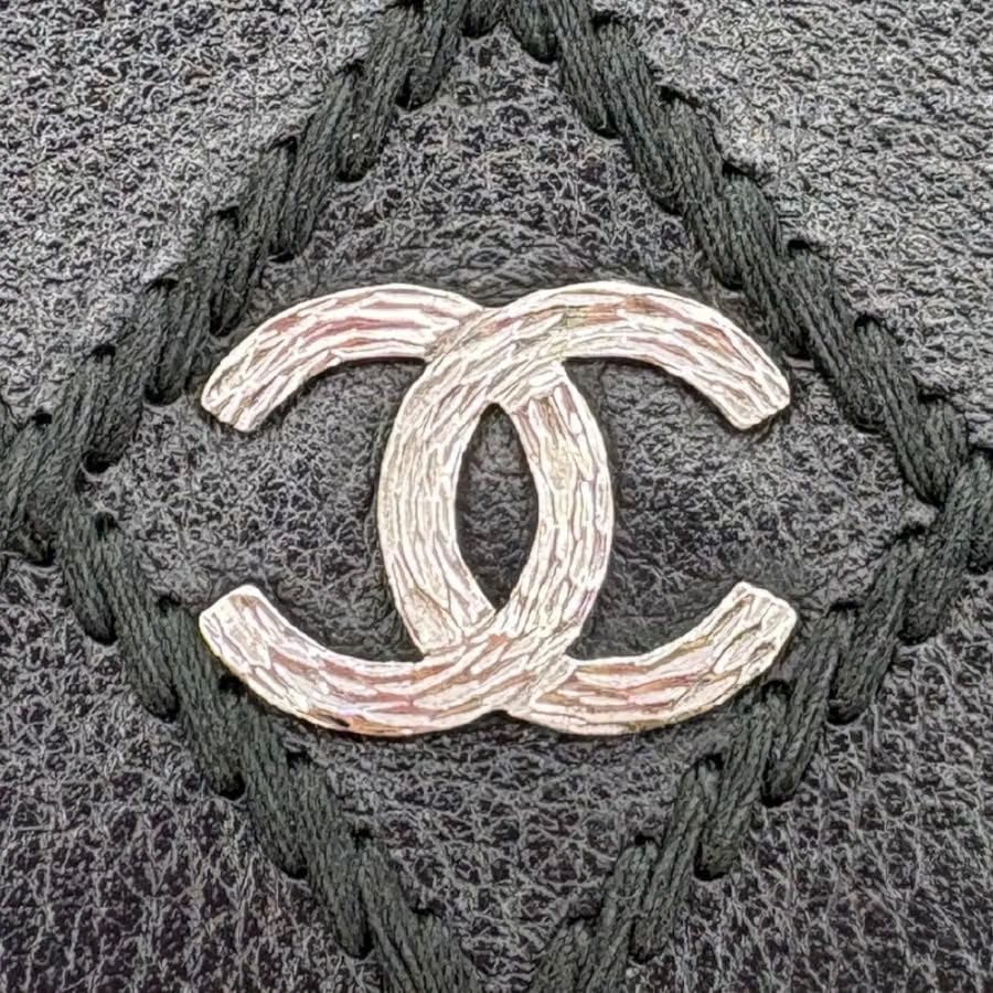 RG707 - CHANEL Black Lambskin Wild Stitch Wallet on Chain