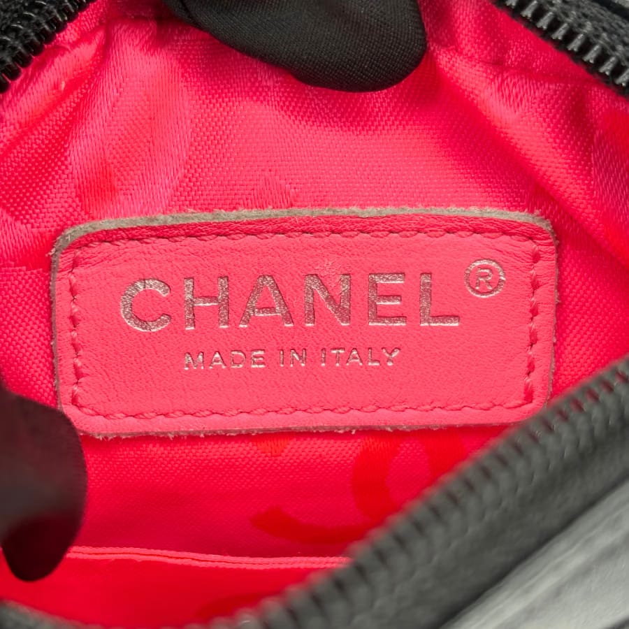 RG369 - CHANEL Vintage Black Lambskin Ball Charm Shoulder Bag