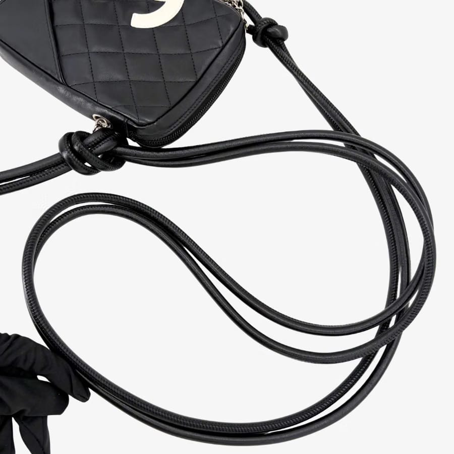 RG369 - CHANEL Vintage Black Lambskin Ball Charm Shoulder Bag