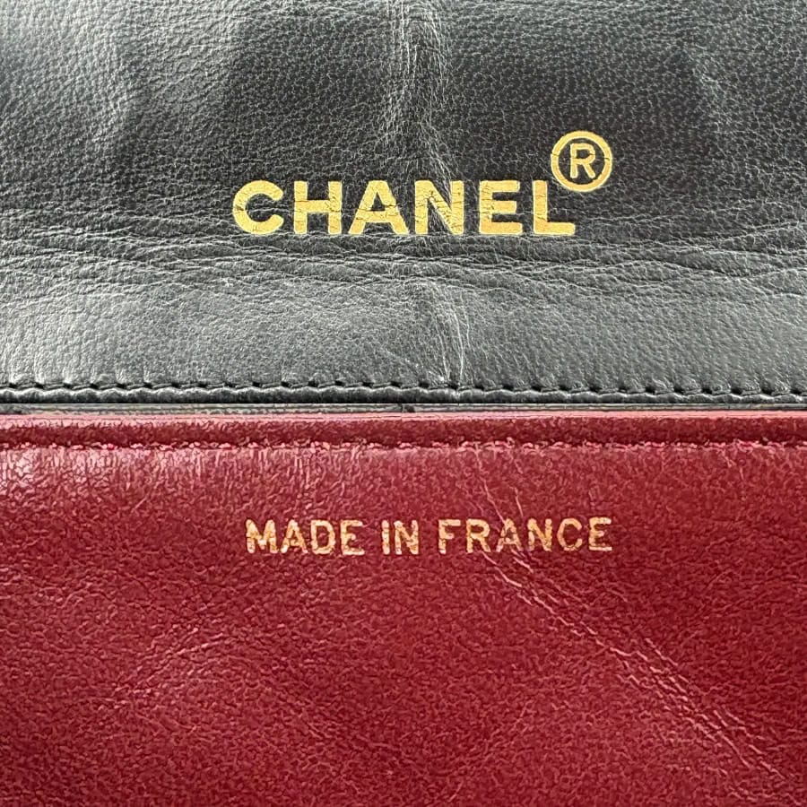 JZ772 - CHANEL Vintage Black Lambskin Quilted Flap Bag