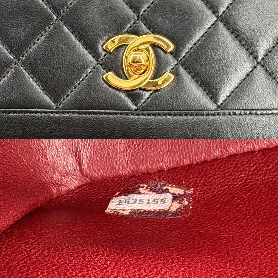 JZ772 - CHANEL Vintage Black Lambskin Quilted Flap Bag