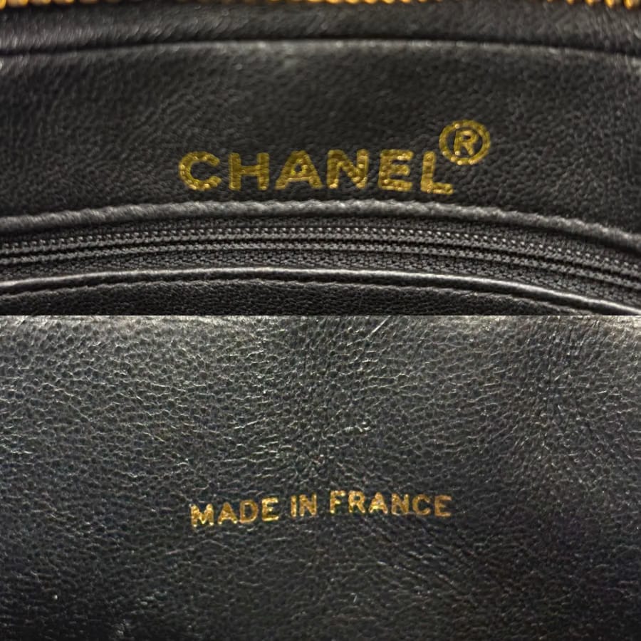 JZ989 - CHANEL Vintage Black Lambskin Cross Stripe Camera Bag