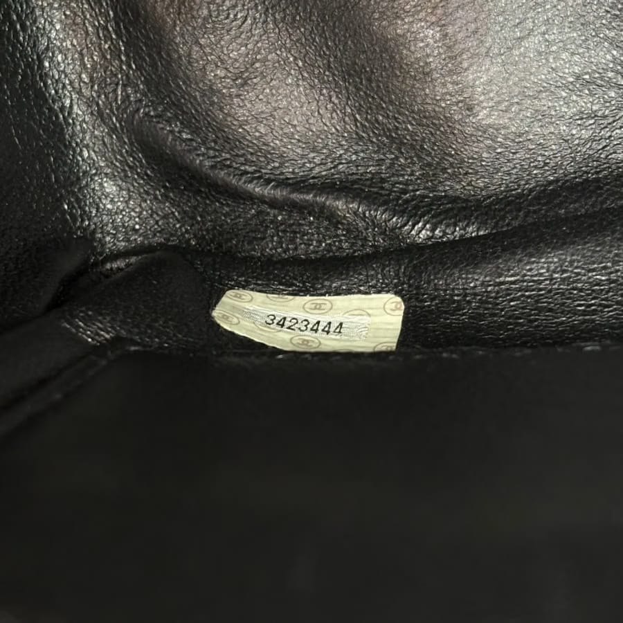 JZ989 - CHANEL Vintage Black Lambskin Cross Stripe Camera Bag