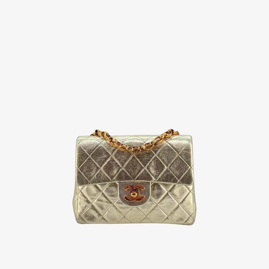 CS019 - CHANEL Vintage Light Gold Lambskin Timeless Square Flap Bag