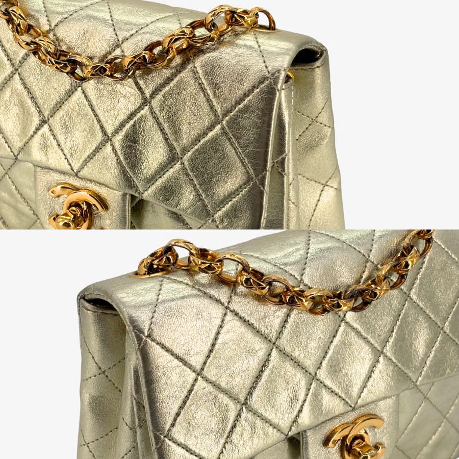 CS019 - CHANEL Vintage Light Gold Lambskin Timeless Square Flap Bag