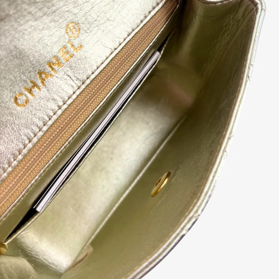 CS019 - CHANEL Vintage Light Gold Lambskin Timeless Square Flap Bag