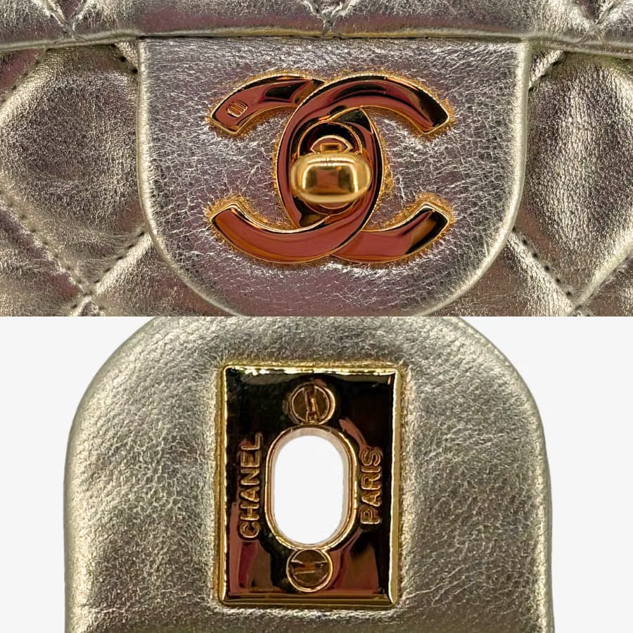CS019 - CHANEL Vintage Light Gold Lambskin Timeless Square Flap Bag