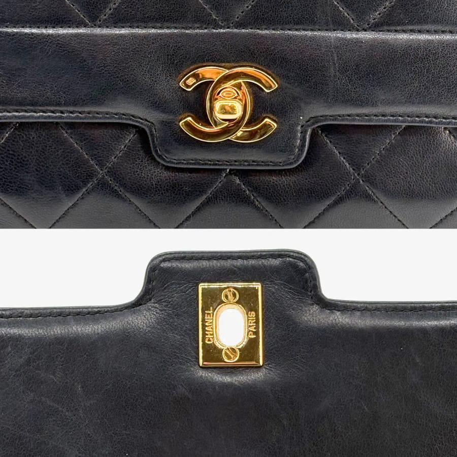 CS035 - CHANEL Vintage Black Lambskin Single Chain Flap Bag