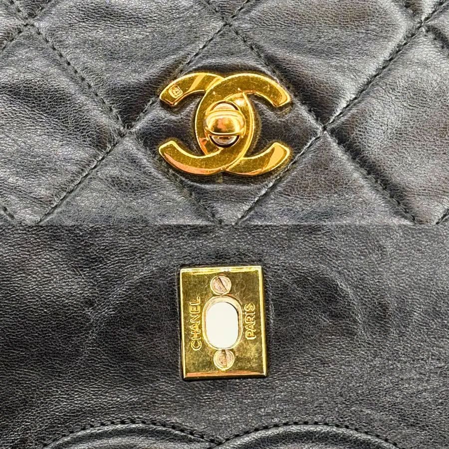 CS040 - CHANEL Vintage Black Lambskin Flap Bag