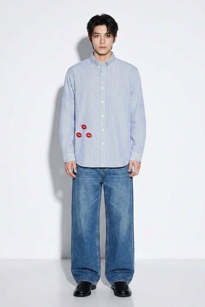 City Off Domes Love Language Blue Stripe Shirt