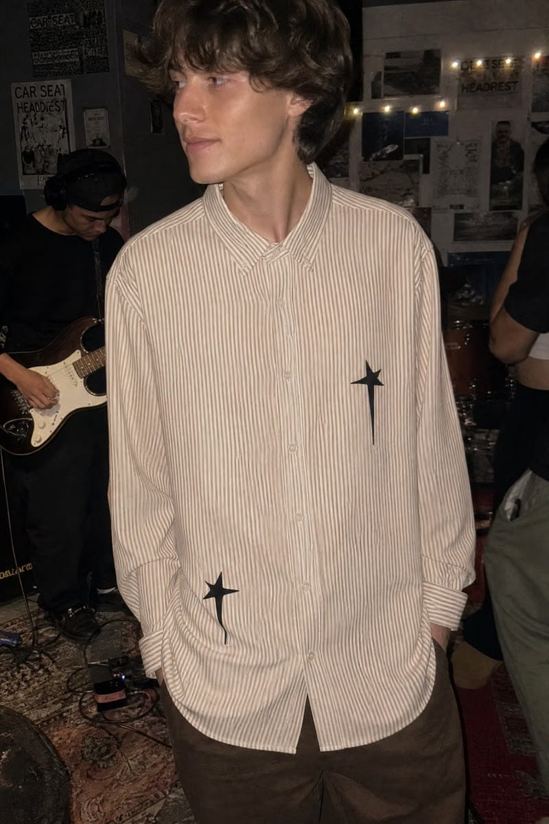 City Off Domes Midnight Signals Beige Stripe Shirt