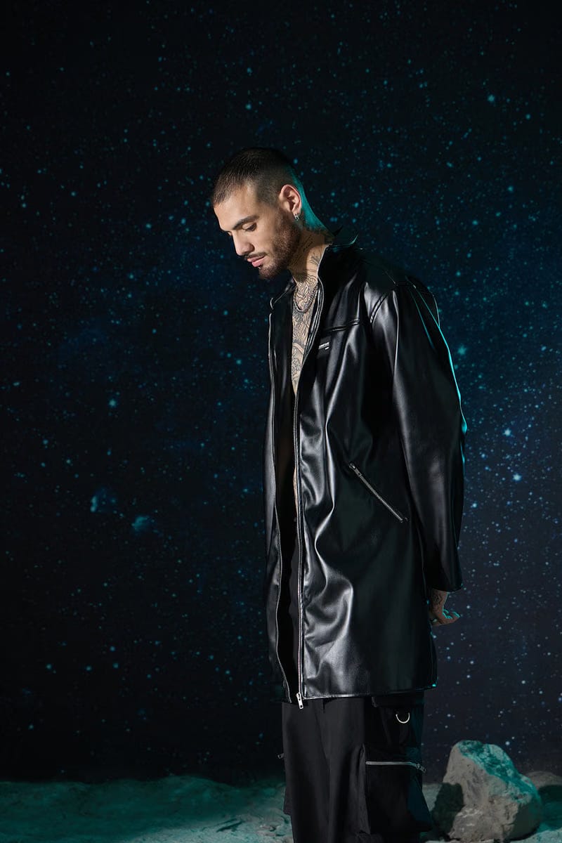 FAUX LEATHER LONG JACKET