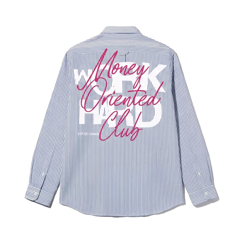 City Off Domes Work Hard Blue Stripe Shirt