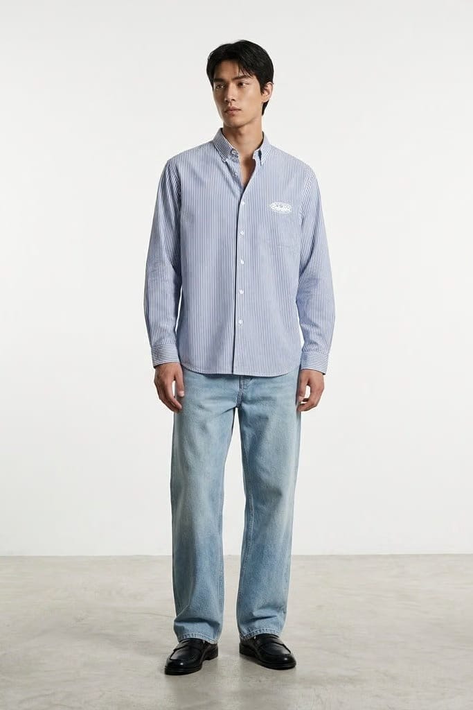 City Off Domes Work Hard Blue Stripe Shirt