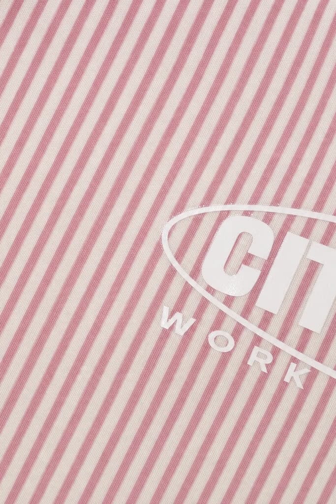 City Off Domes Work Hard Pink Stripe Shirt