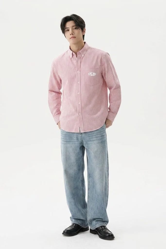 City Off Domes Work Hard Pink Stripe Shirt