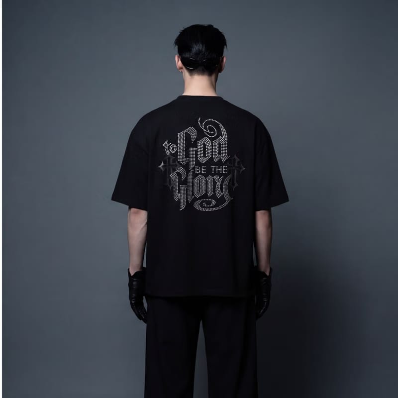 Blacklist “god Be the Glory” Oversized Black Tee