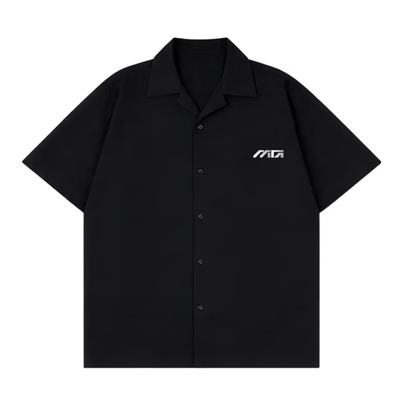 Myugen Redacted Statement Bowling Shirt Black