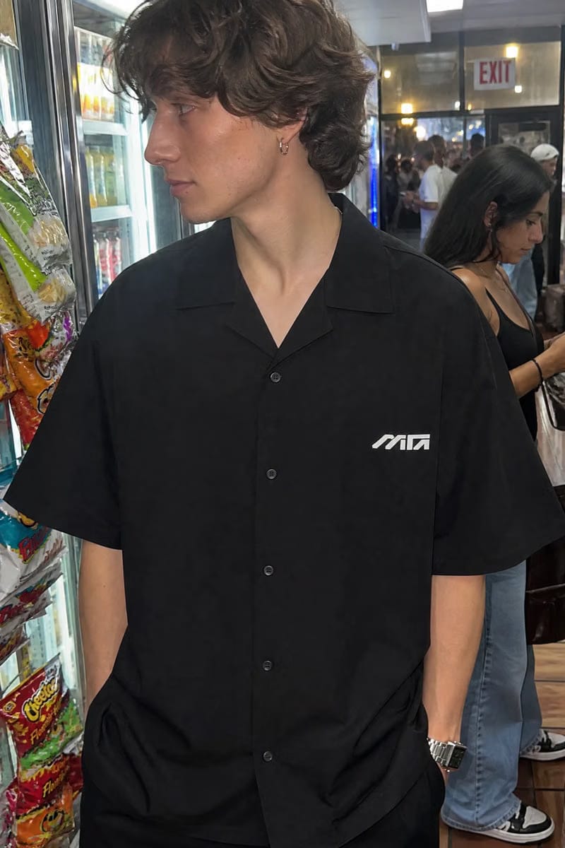 Myugen Redacted Statement Bowling Shirt Black
