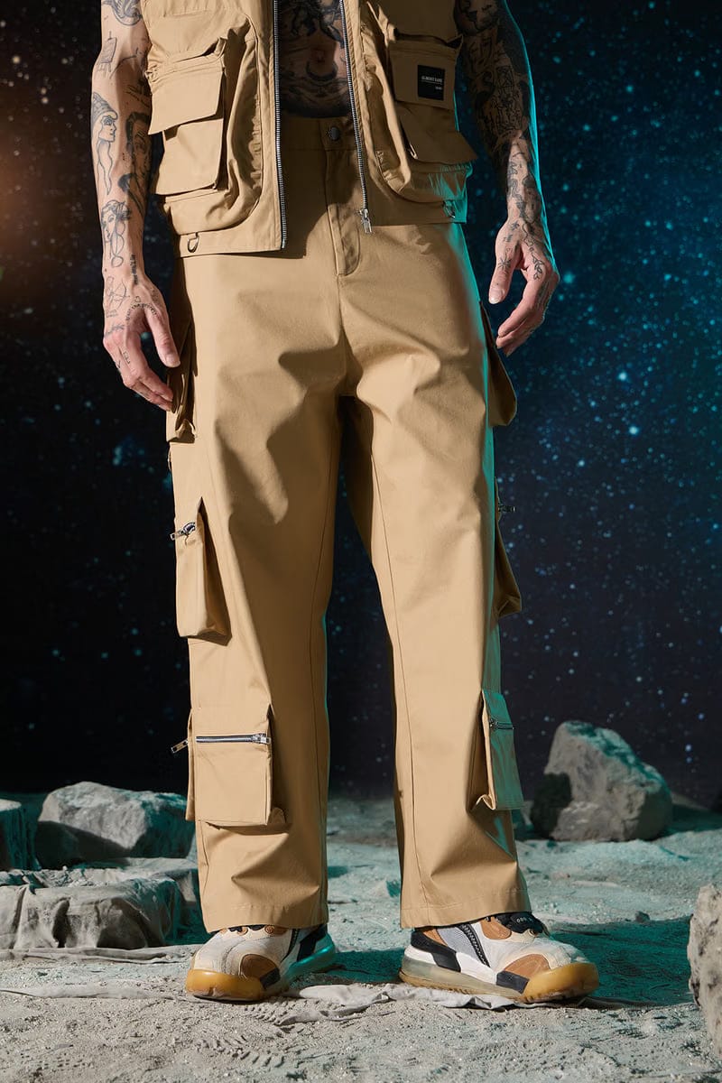 MEN'S BEIGE ZIPPER CARGO