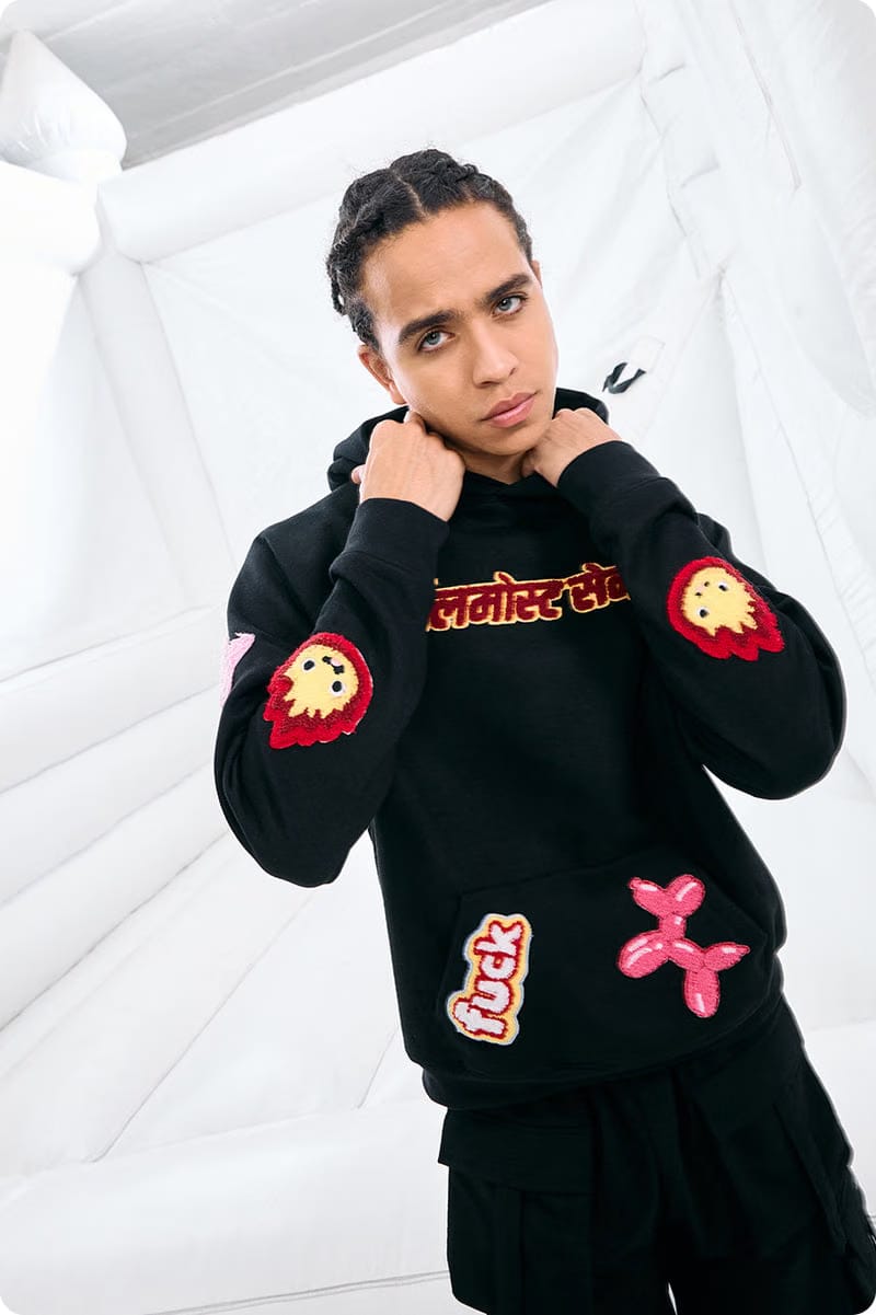 "FUCK BITCHES"BLACK MEN'S HOODIE