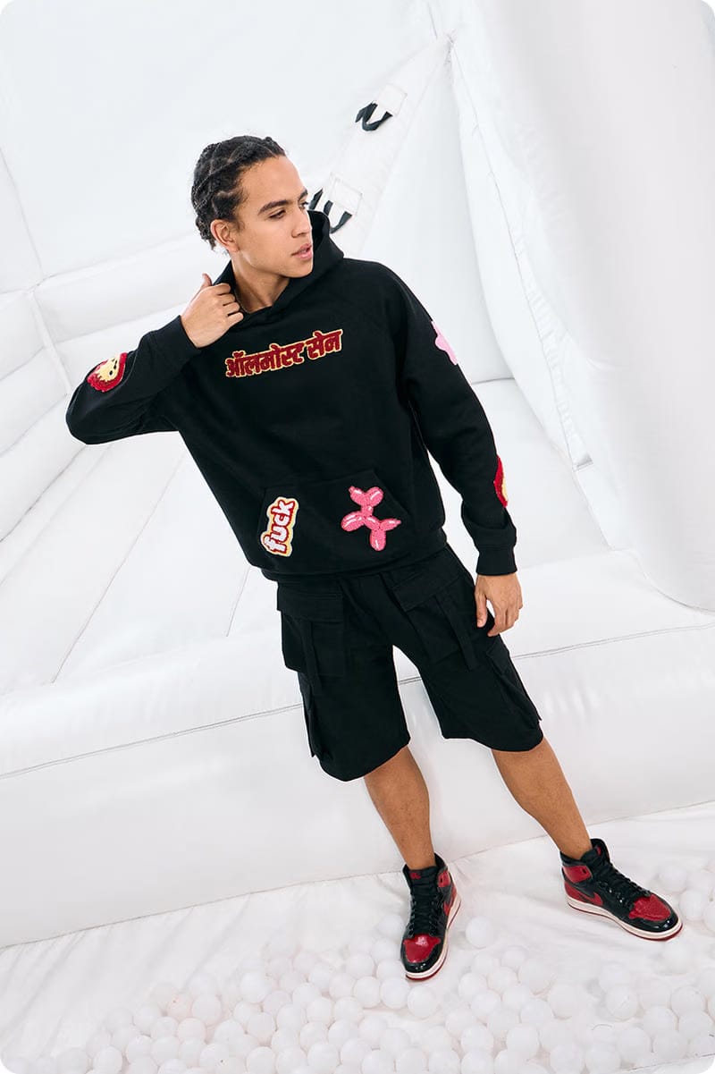"FUCK BITCHES"BLACK MEN'S HOODIE