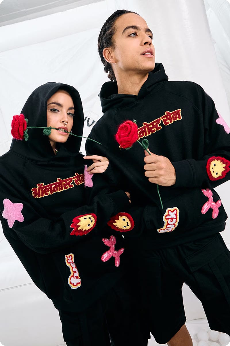 "FUCK BITCHES"BLACK MEN'S HOODIE