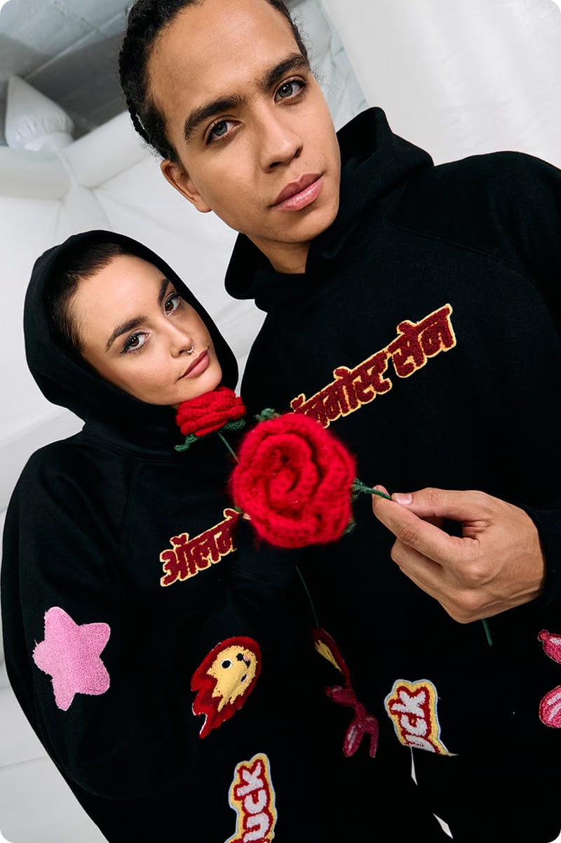 "FUCK BITCHES"BLACK MEN'S HOODIE